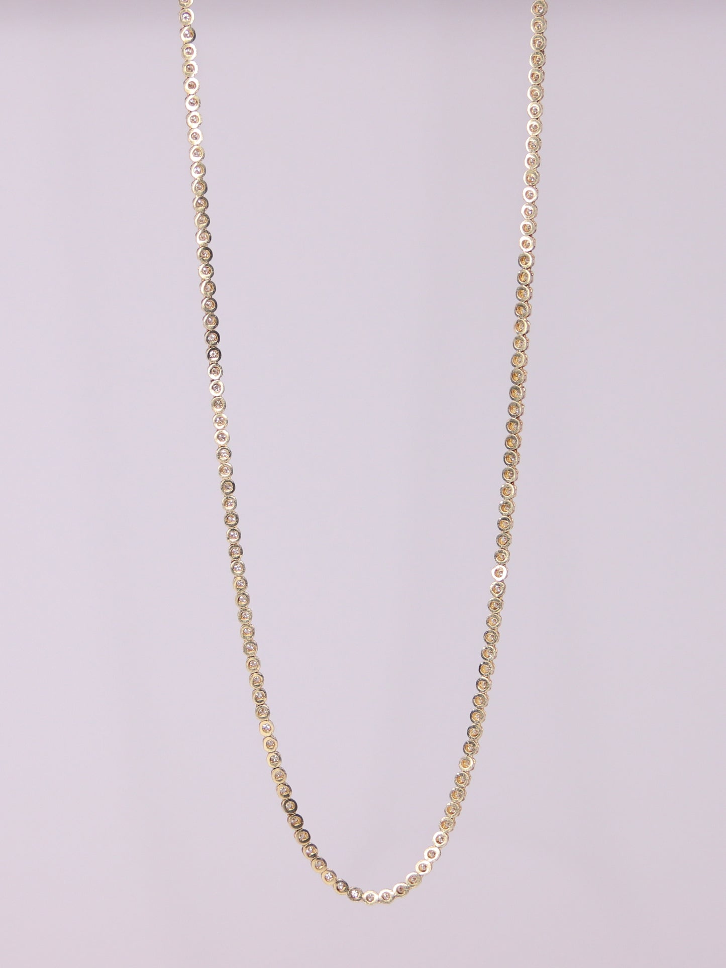 14K Yellow Gold Diamond Tennis Necklace