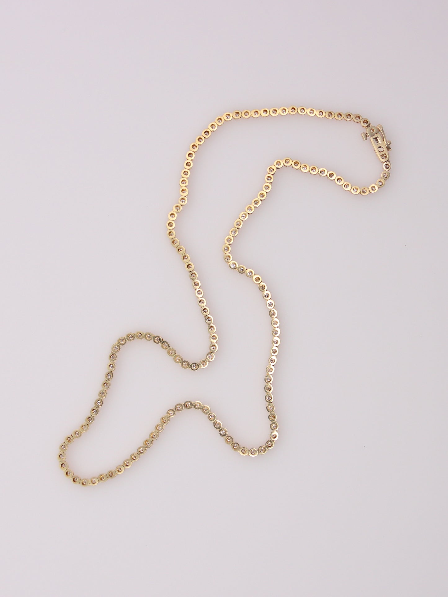 14K Yellow Gold Diamond Tennis Necklace