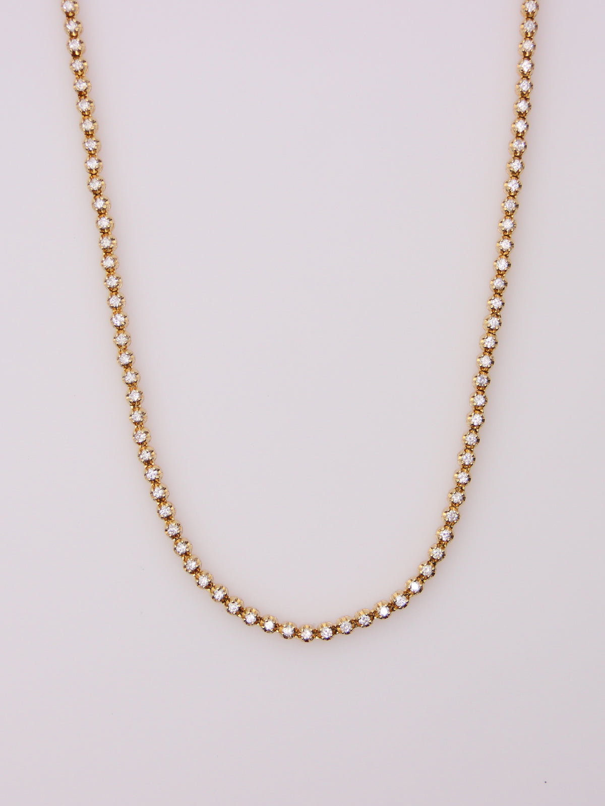 14K Yellow Gold Diamond Tennis Necklace