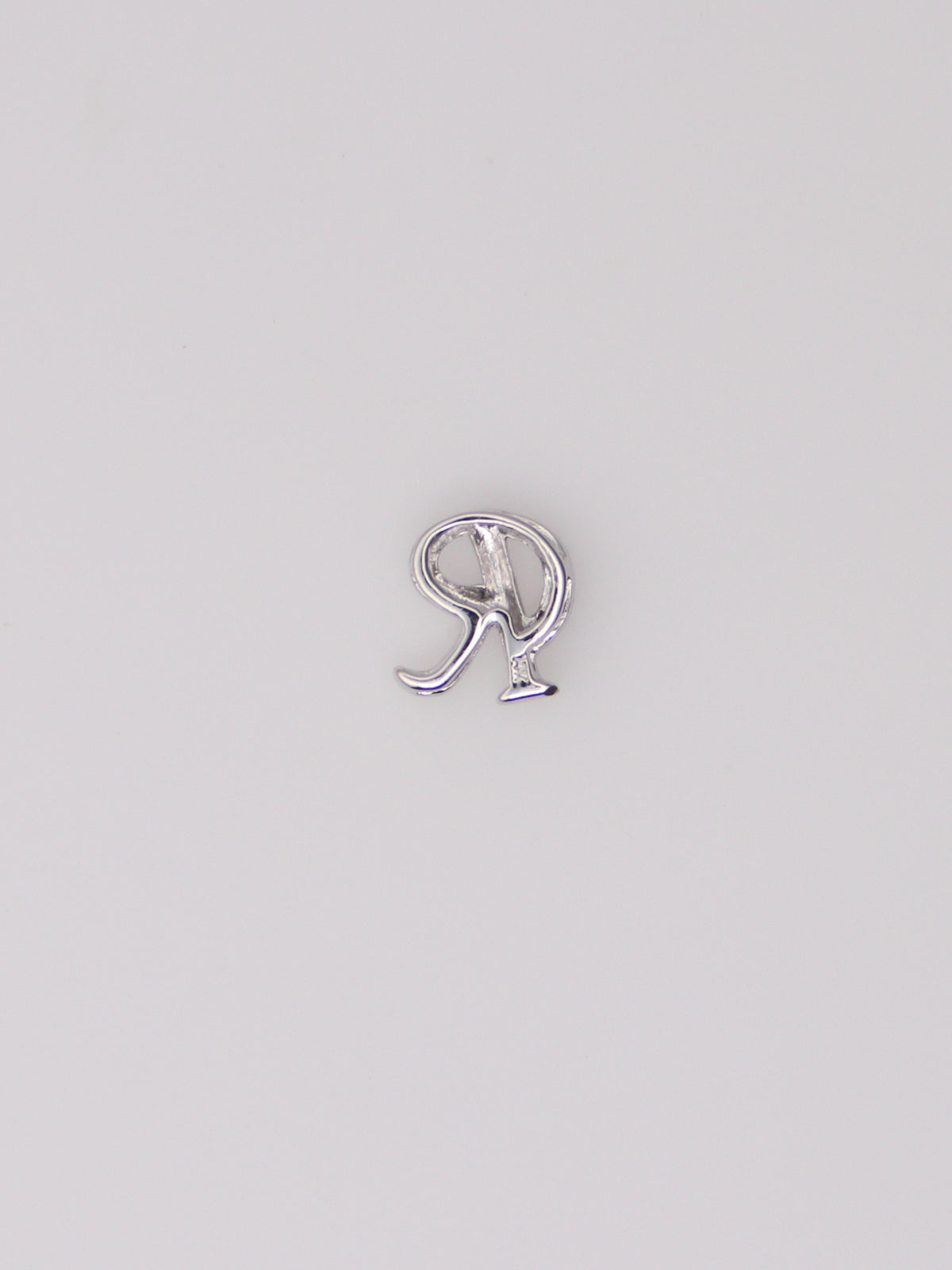 14K White Gold Diamond 'R' Pendant