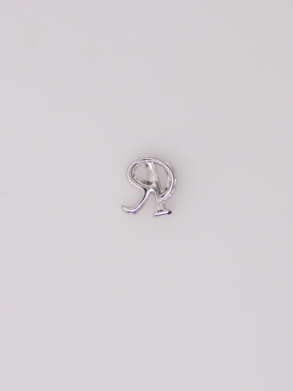 14K White Gold Diamond 'R' Pendant