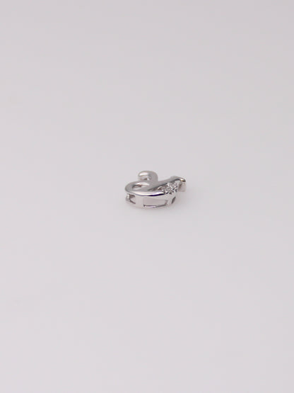 14K White Gold Diamond 'R' Pendant