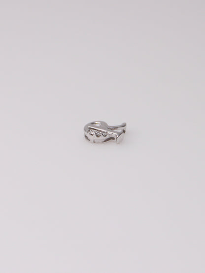14K White Gold Diamond 'R' Pendant