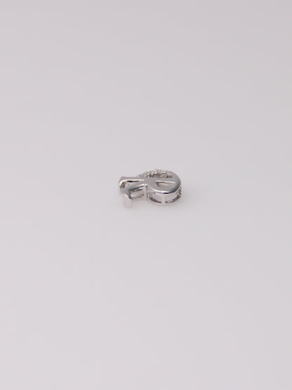 14K White Gold Diamond 'R' Pendant