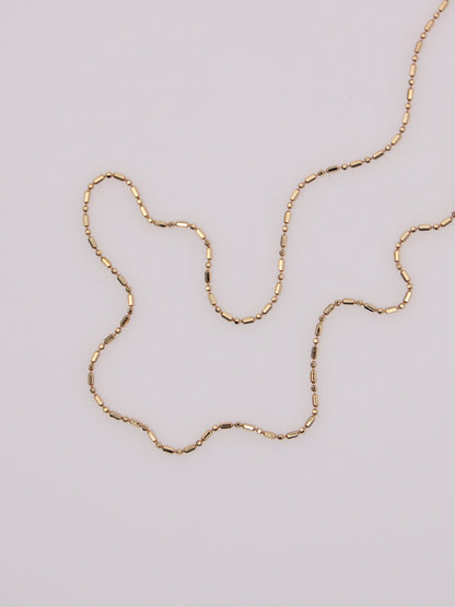 14K Yellow Gold Beaded Link Necklace