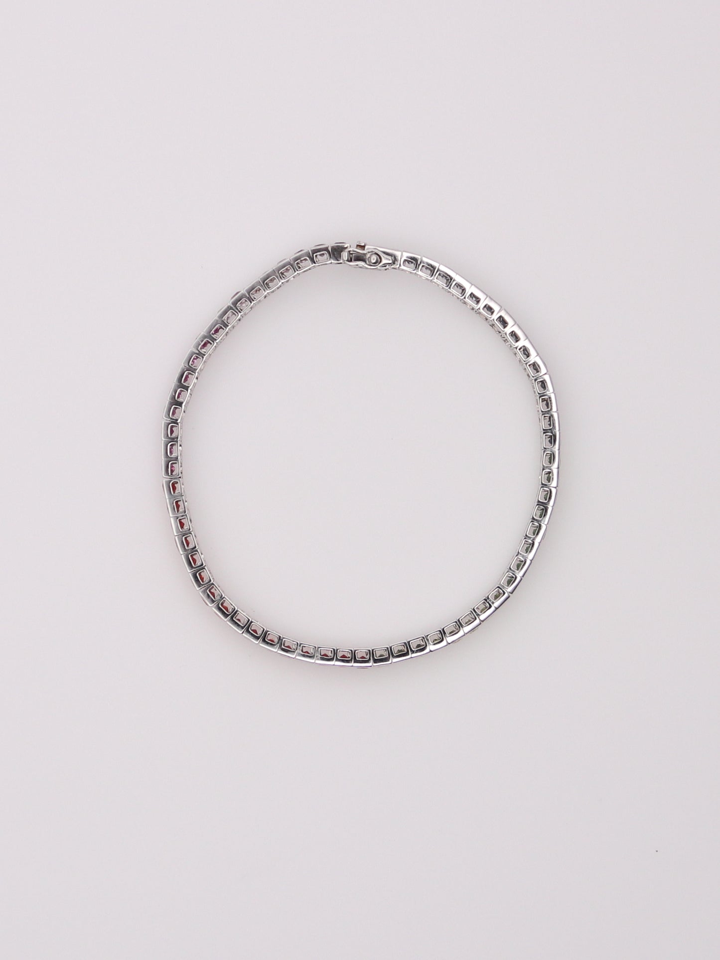 10K White Gold Lab Sapphire Rainbow Tennis Bracelet