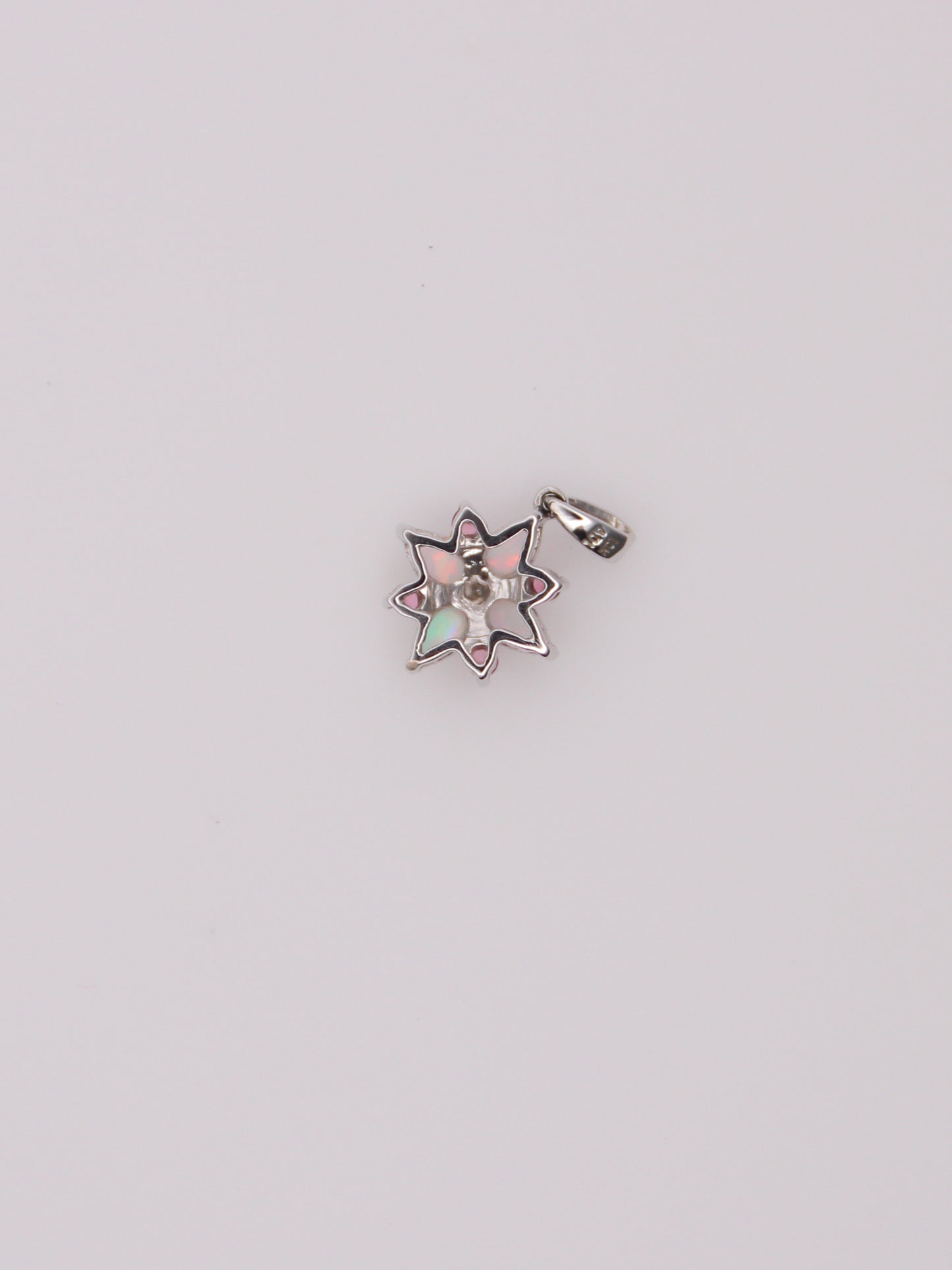 10K White Gold Moonstone and Tourmaline Diamond Pendant