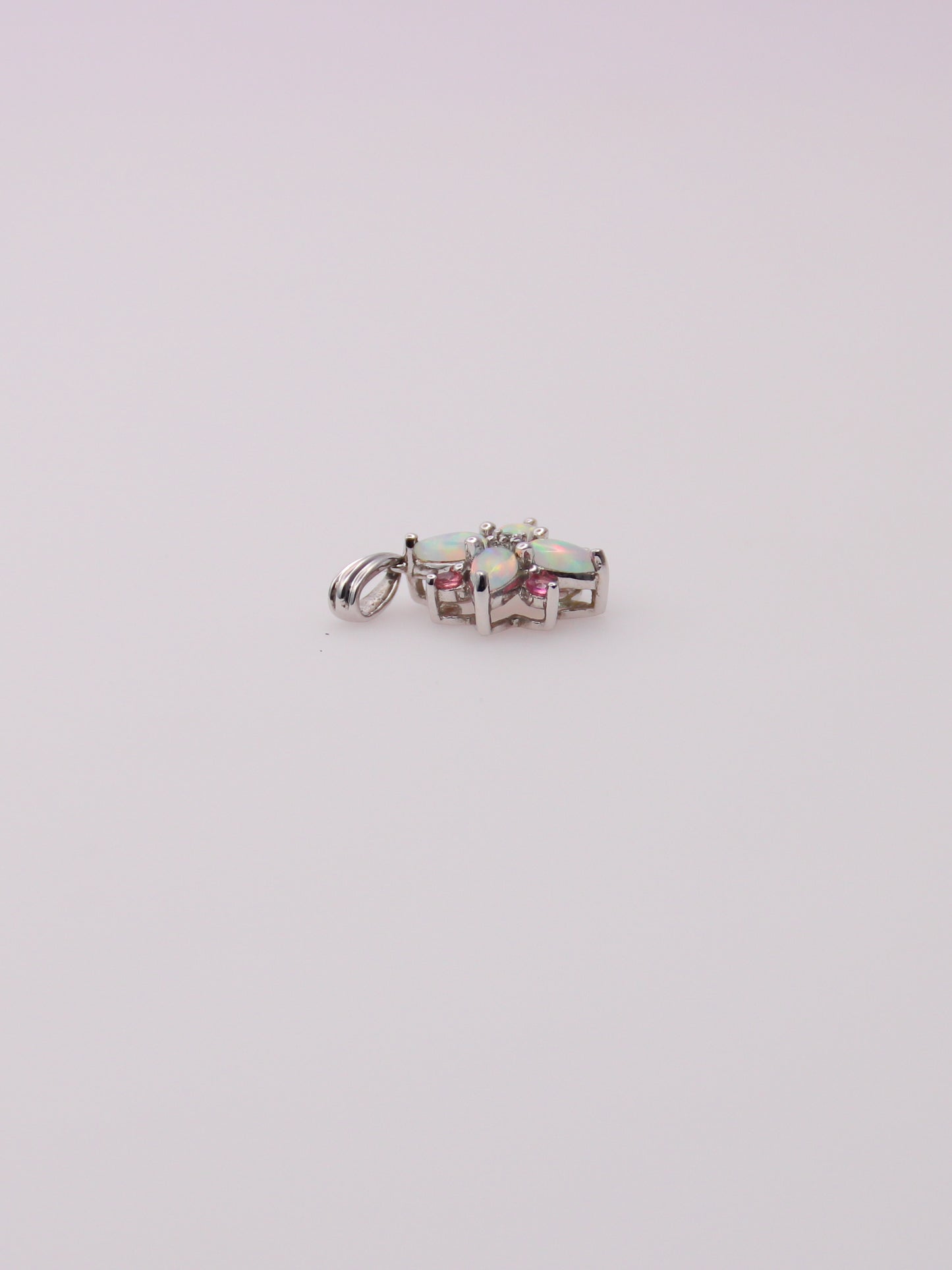 10K White Gold Moonstone and Tourmaline Diamond Pendant