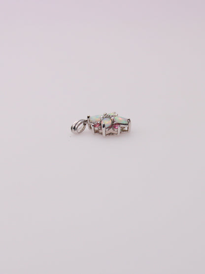 10K White Gold Moonstone and Tourmaline Diamond Pendant