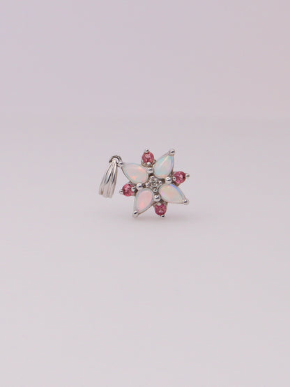 10K White Gold Moonstone and Tourmaline Diamond Pendant