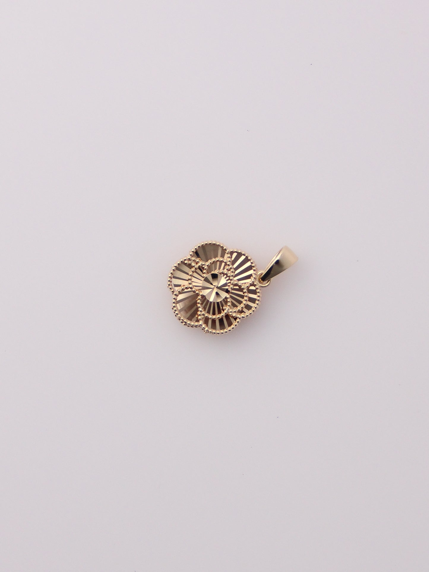 14K Yellow Gold Guilloché Rose Pendant