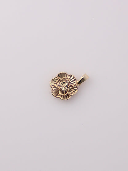 14K Yellow Gold Guilloché Rose Pendant