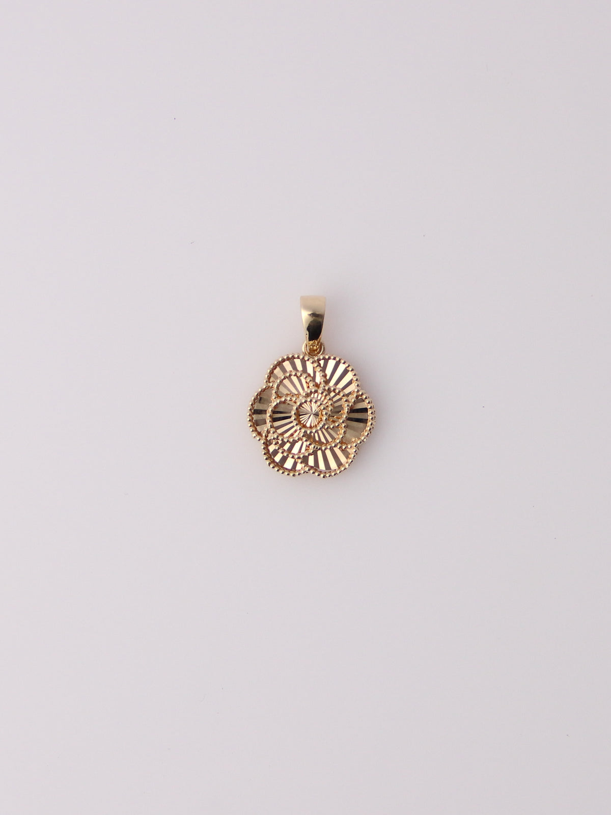 14K Yellow Gold Guilloché Rose Pendant