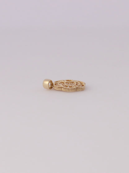 14K Yellow Gold Guilloché Rose Pendant