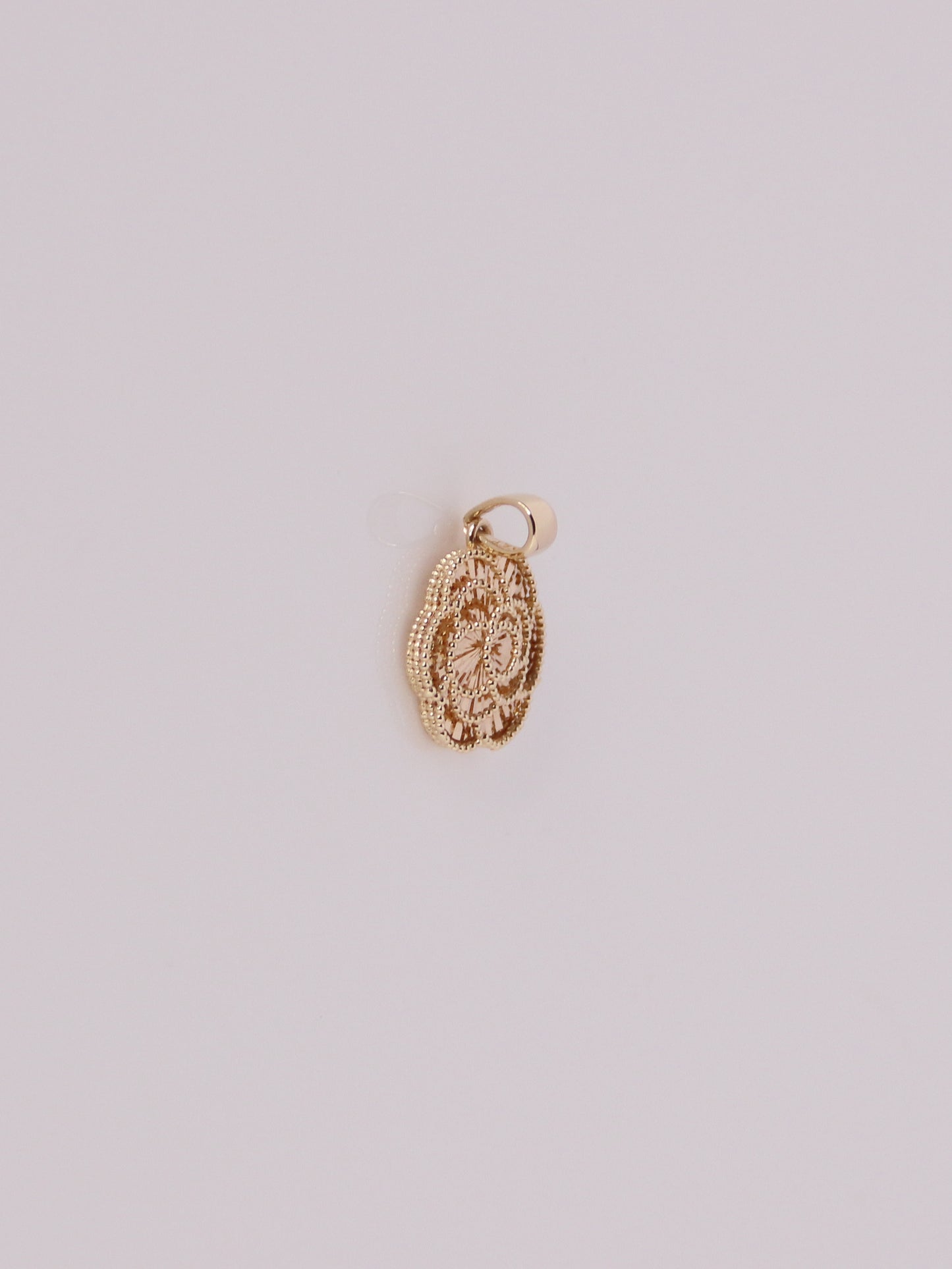 14K Yellow Gold Guilloché Rose Pendant