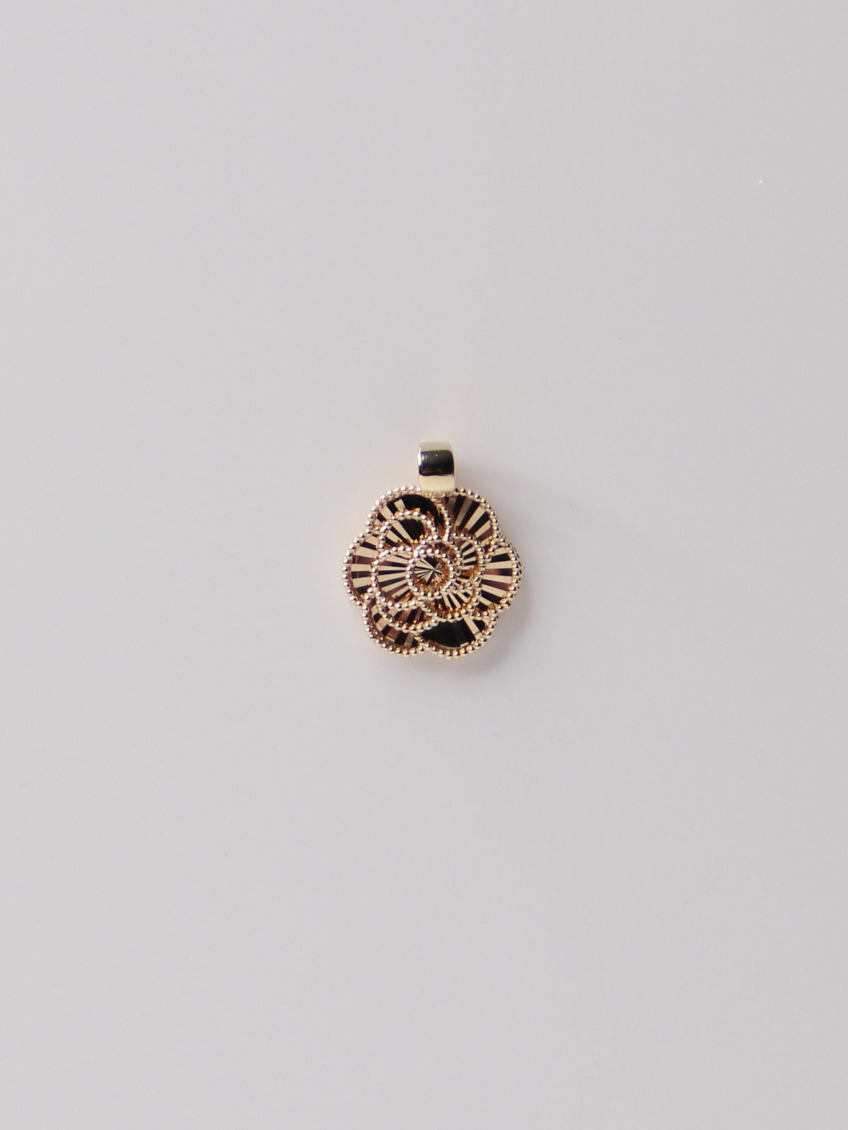 14K Yellow Gold Guilloché Rose Pendant