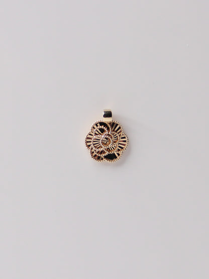 14K Yellow Gold Guilloché Rose Pendant