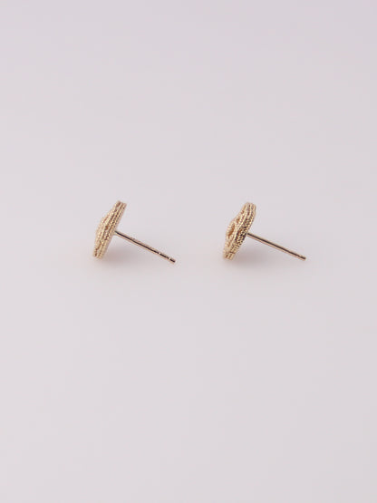 14K Yellow Gold Guiloche Rose Earrings