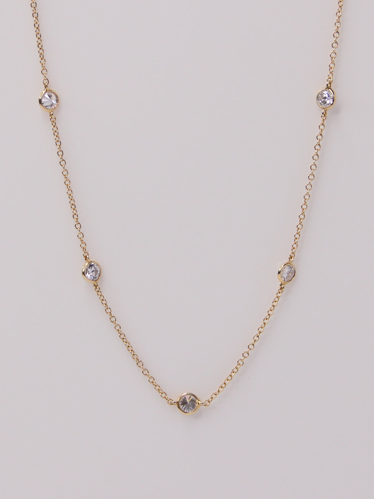 14K Yellow Gold Diamond Station Necklace