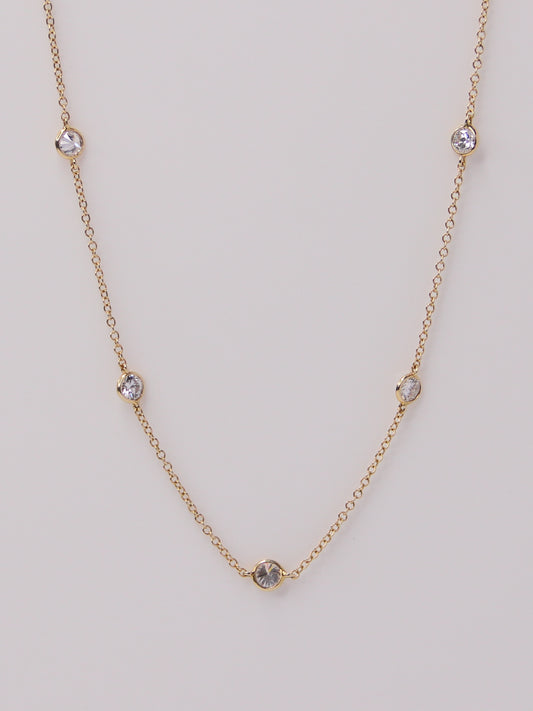 14K Yellow Gold Diamond Station Necklace