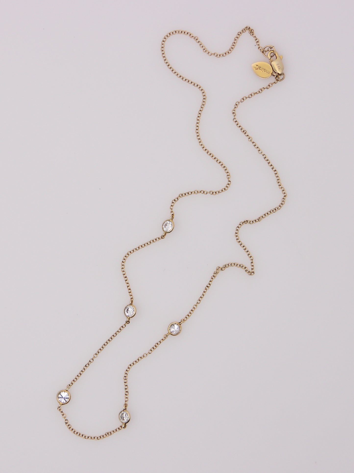 14K Yellow Gold Diamond Station Necklace