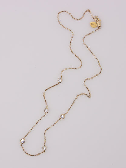 14K Yellow Gold Diamond Station Necklace