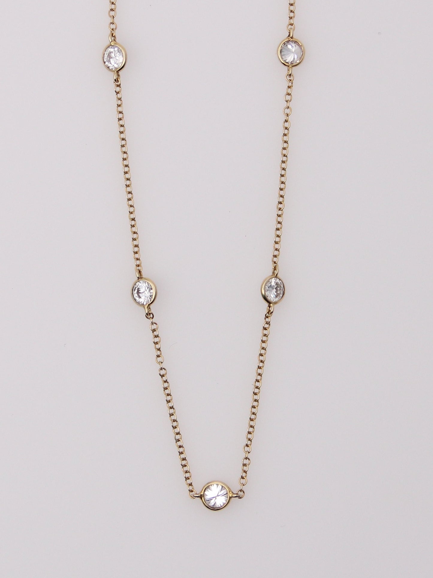 14K Yellow Gold Diamond Station Necklace