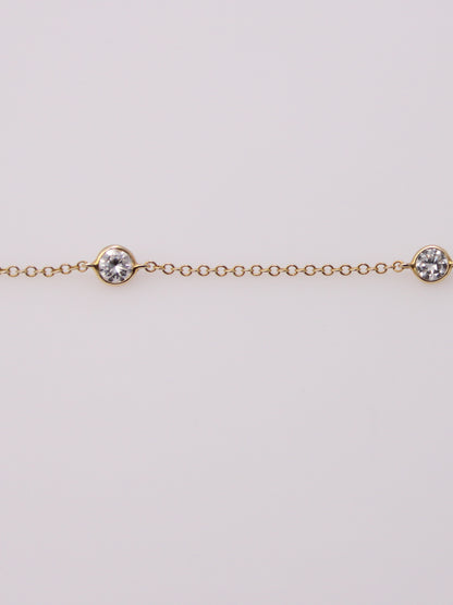 14K Yellow Gold Diamond Station Necklace