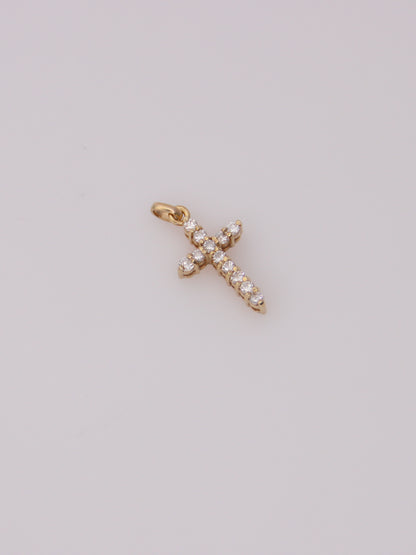 14K Yellow Gold Diamond Cross Pendant