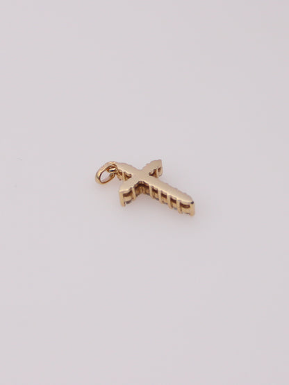 14K Yellow Gold Diamond Cross Pendant