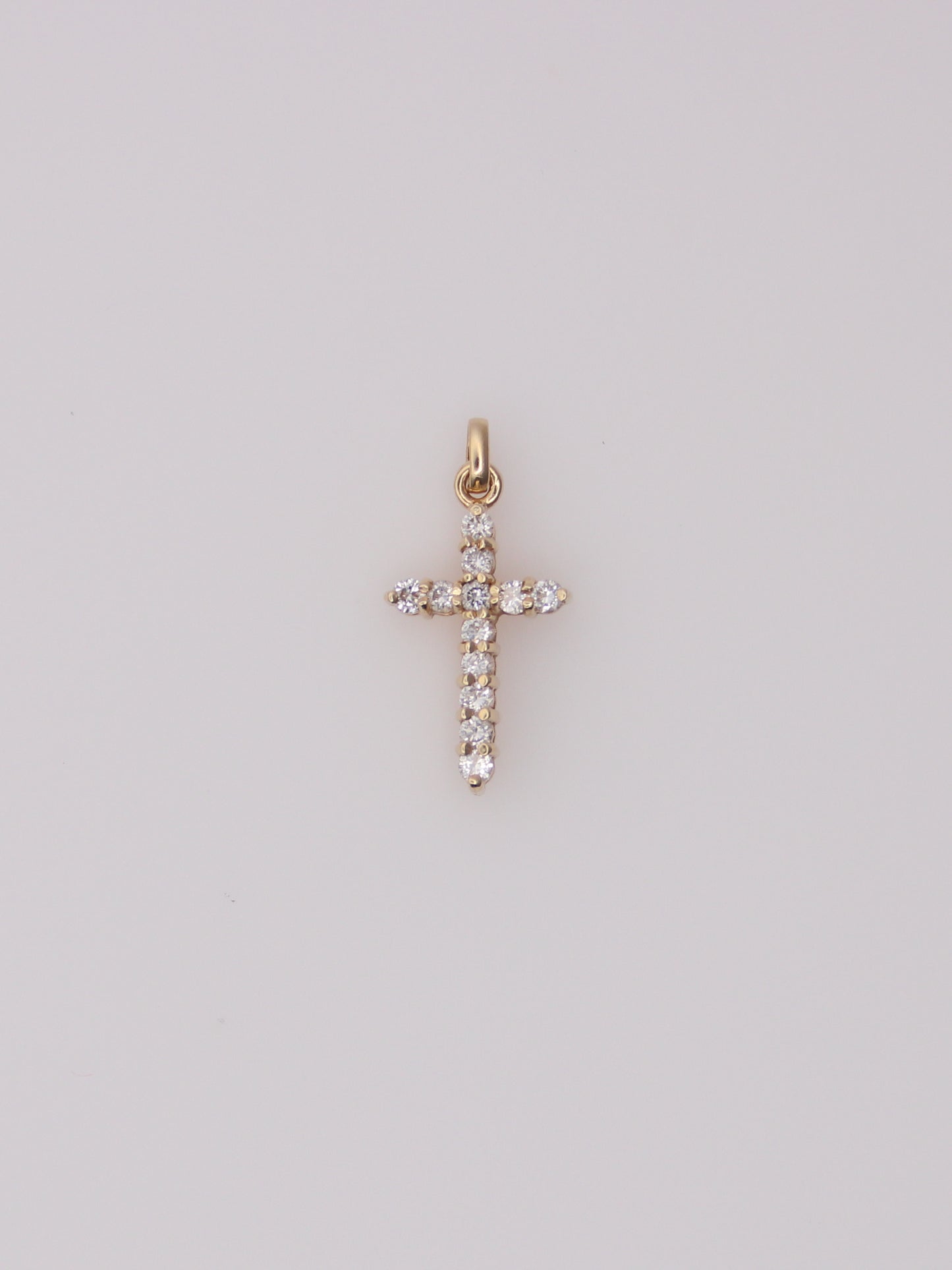 14K Yellow Gold Diamond Cross Pendant