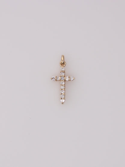 14K Yellow Gold Diamond Cross Pendant