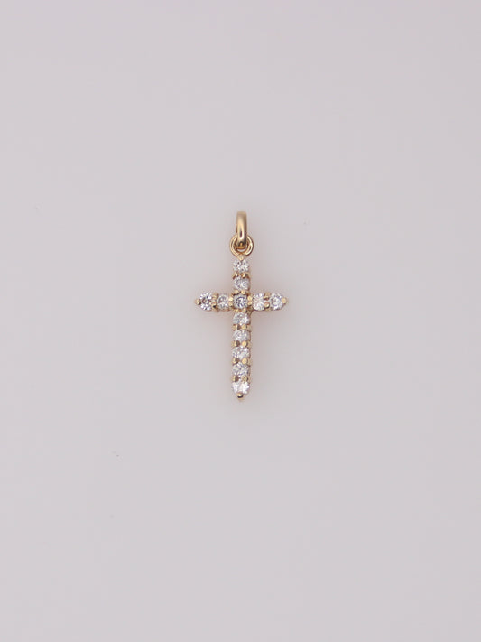 14K Yellow Gold Diamond Cross Pendant