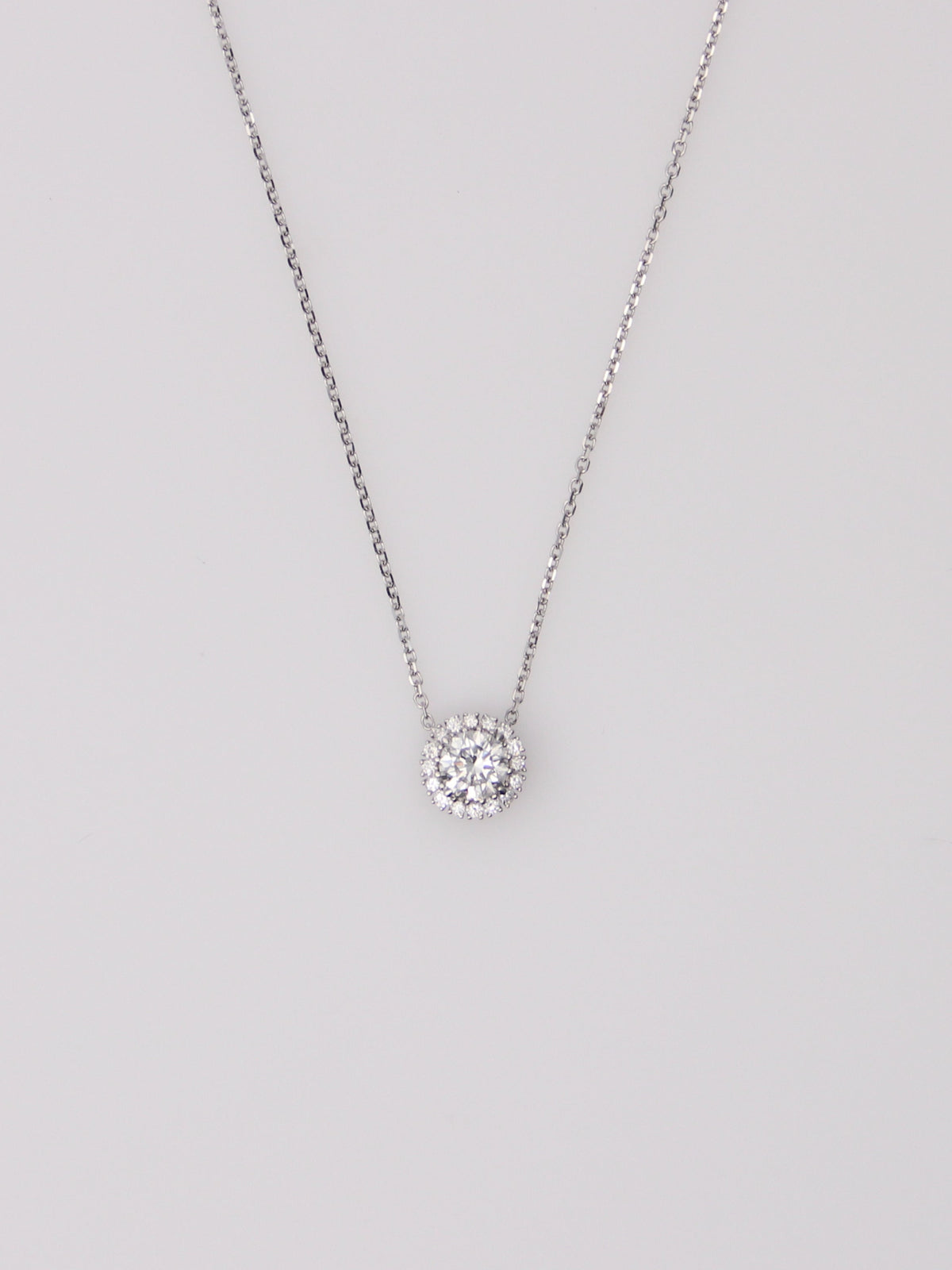 14K White Gold Lab Diamond Pendant Necklace