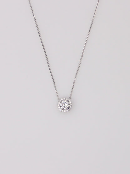 14K White Gold Lab Diamond Pendant Necklace
