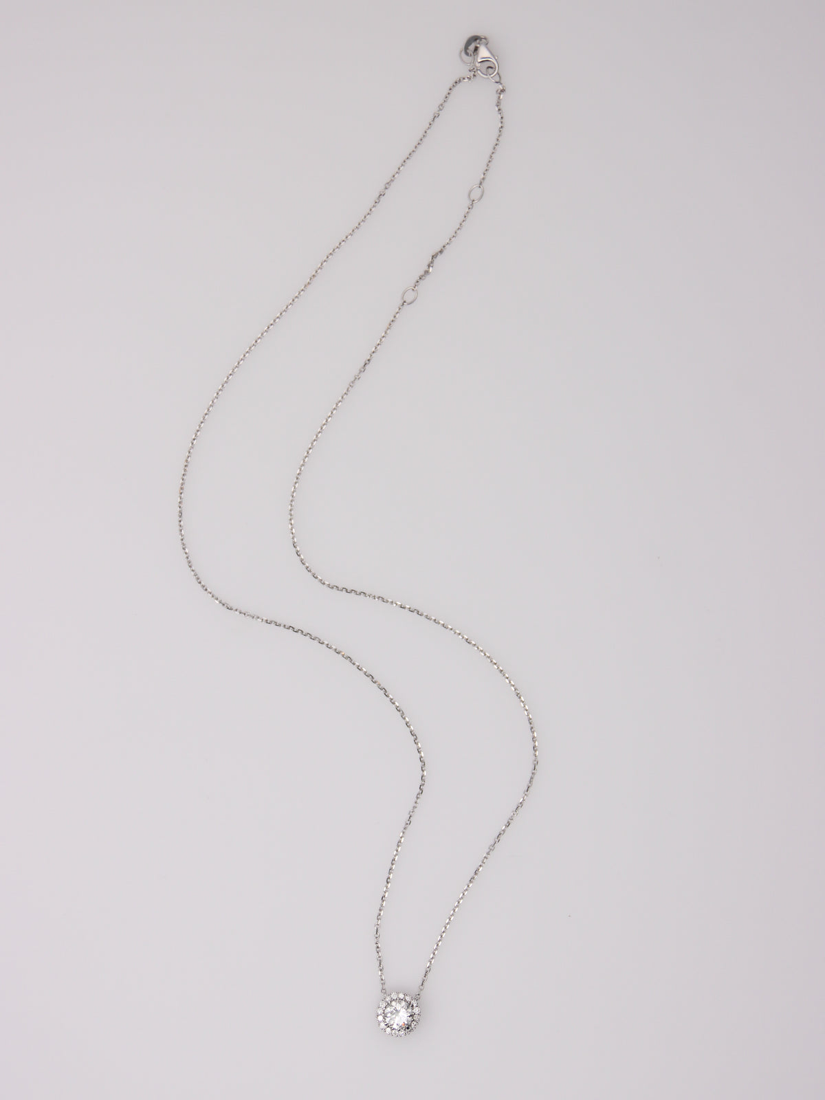 14K White Gold Lab Diamond Pendant Necklace