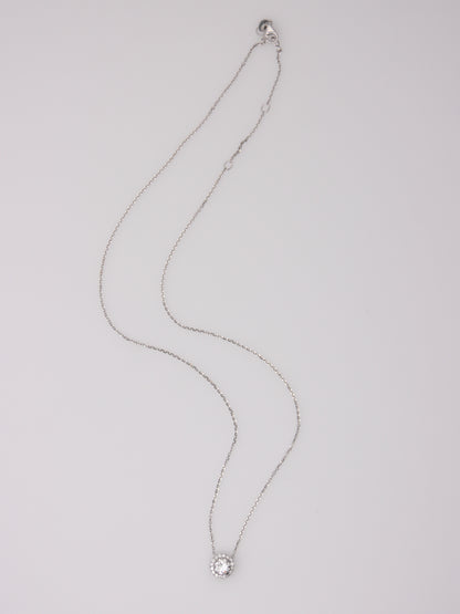 14K White Gold Lab Diamond Pendant Necklace