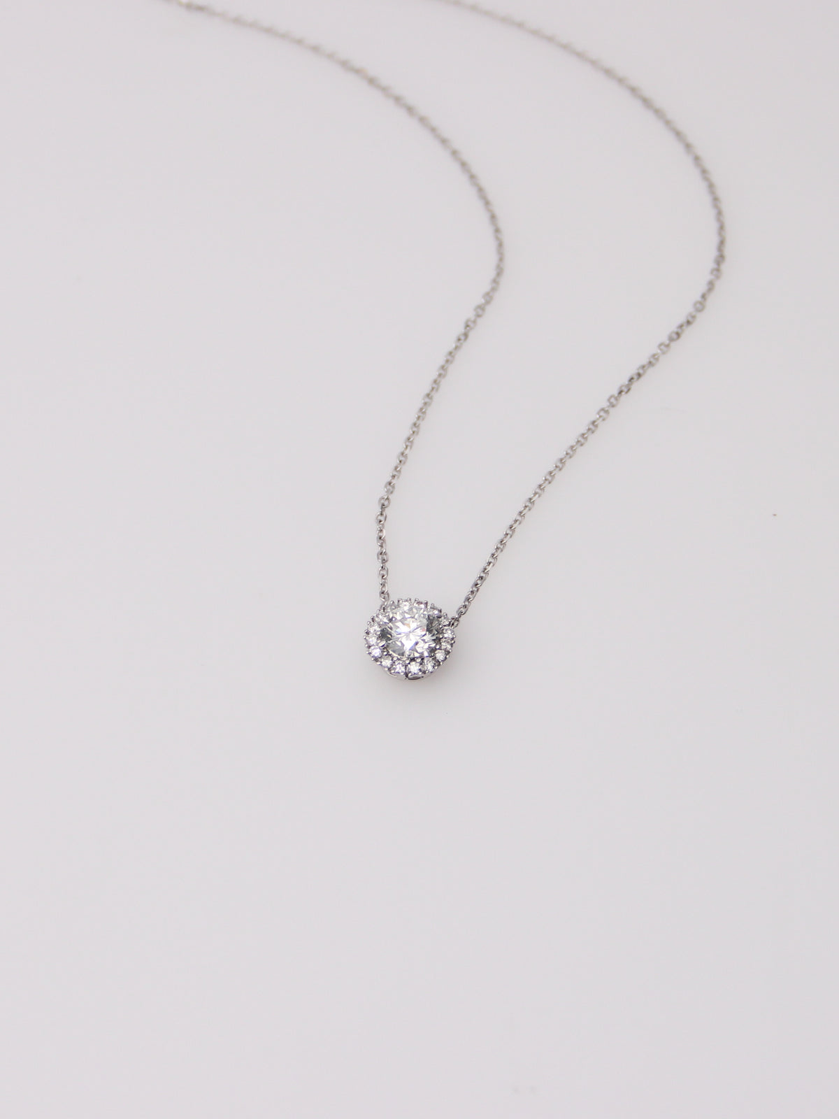 14K White Gold Lab Diamond Pendant Necklace