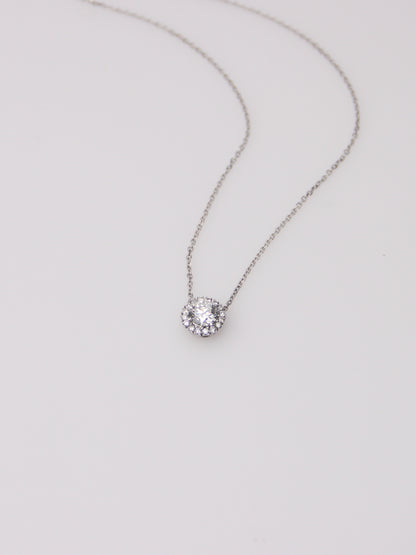 14K White Gold Lab Diamond Pendant Necklace