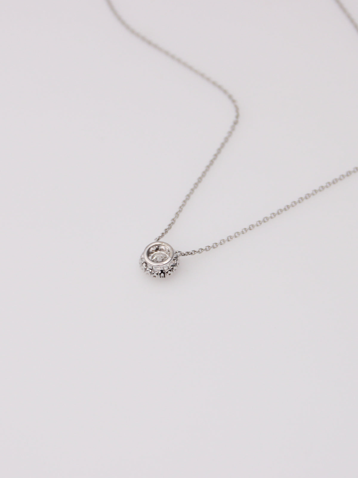 14K White Gold Lab Diamond Pendant Necklace