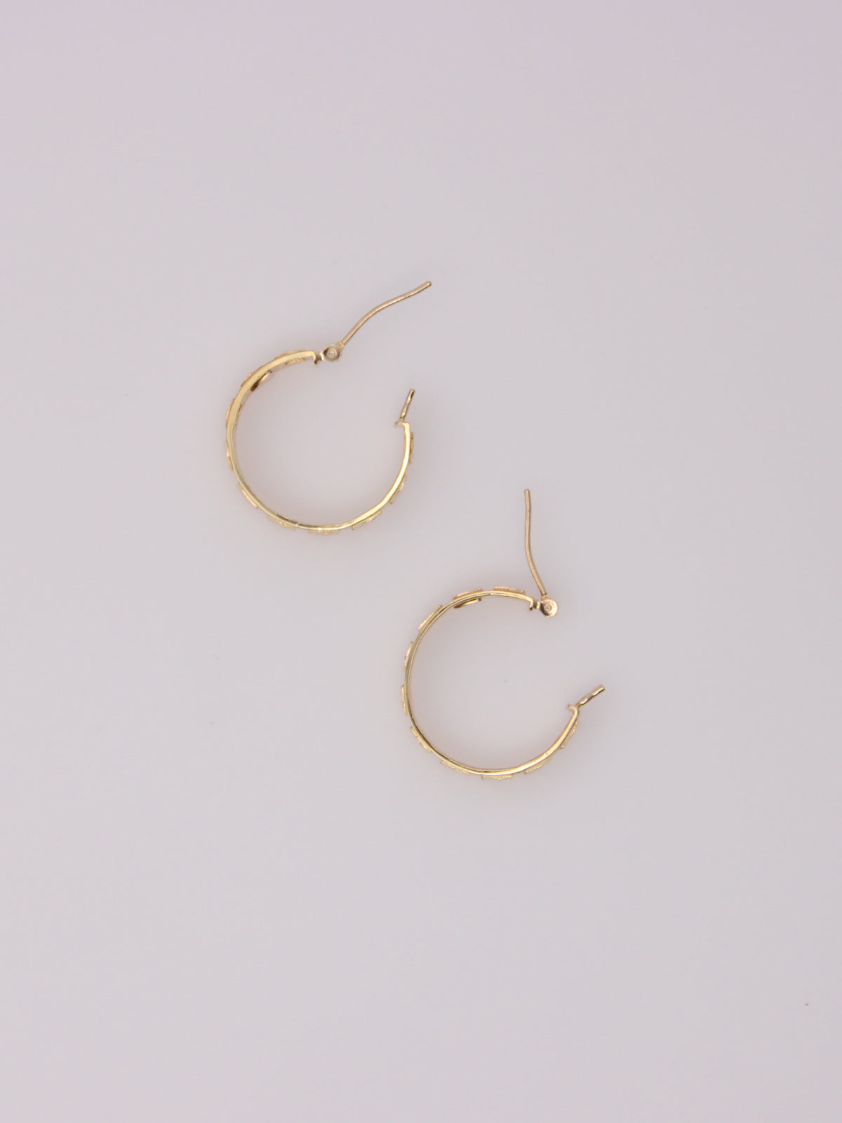 14K Yellow Gold Textured Mirror Hoops