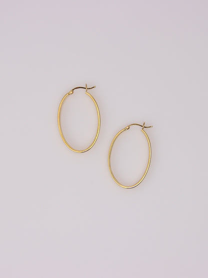 18K Yellow Gold Oval Hoops