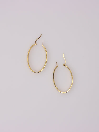 18K Yellow Gold Oval Hoops