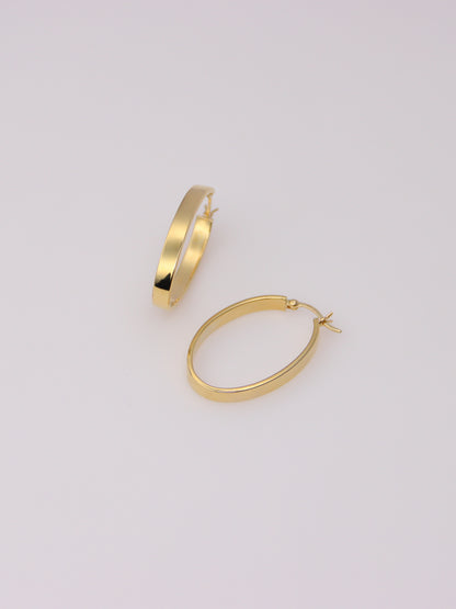 18K Yellow Gold Oval Hoops