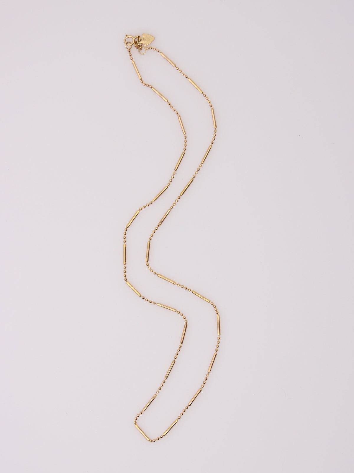 14K Yellow Gold Beaded Bar Necklace