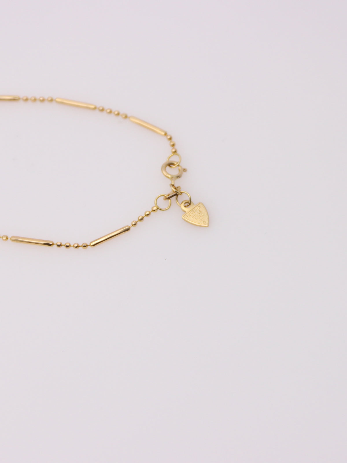 14K Yellow Gold Beaded Bar Necklace