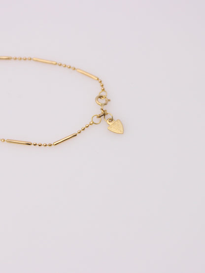 14K Yellow Gold Beaded Bar Necklace