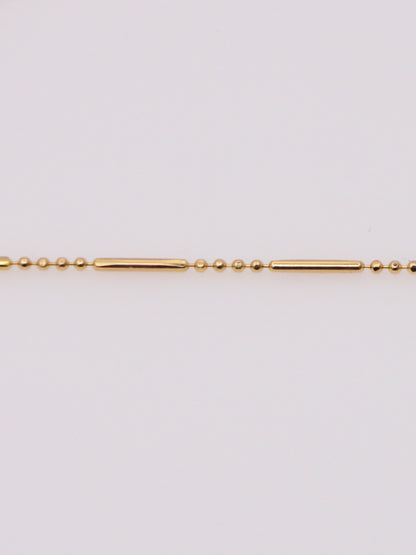 14K Yellow Gold Beaded Bar Necklace