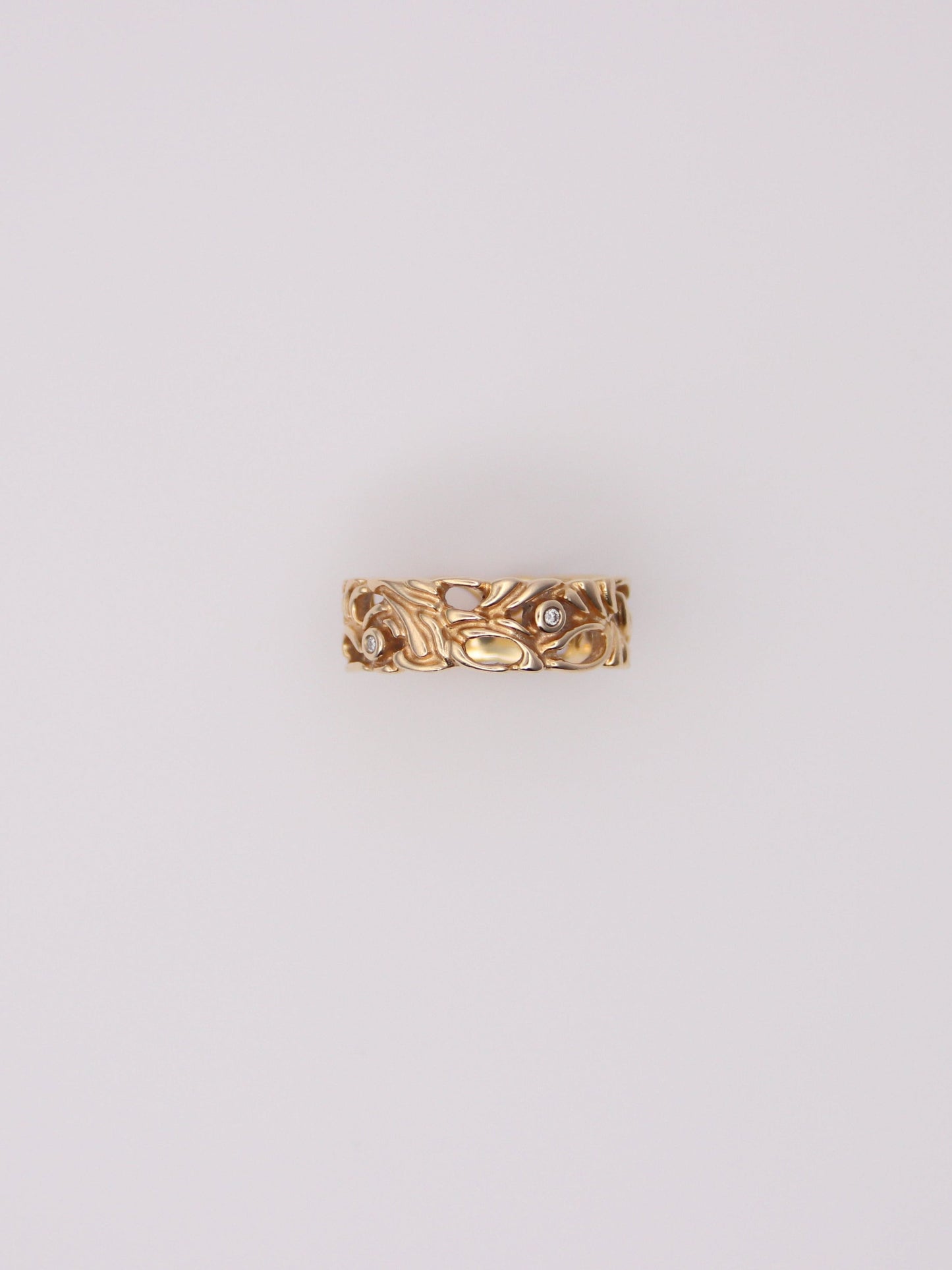 14K Yellow Gold Filigree Diamond Bezel Ring