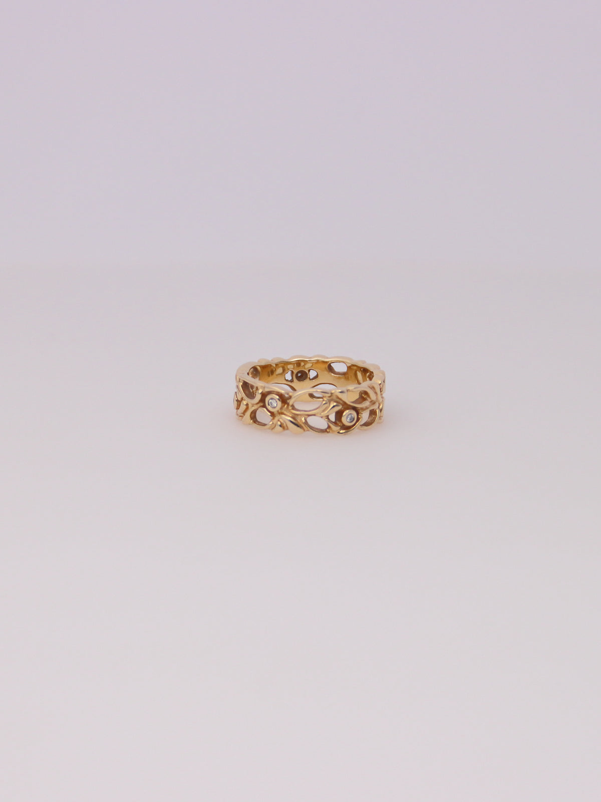 14K Yellow Gold Filigree Diamond Bezel Ring